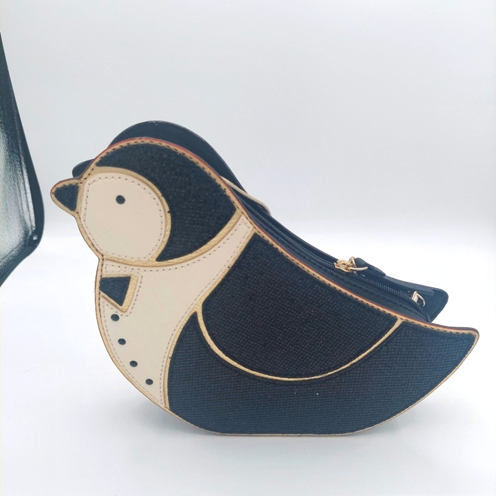 Kate Spade Black and Cream Penguin Crossbody Bag